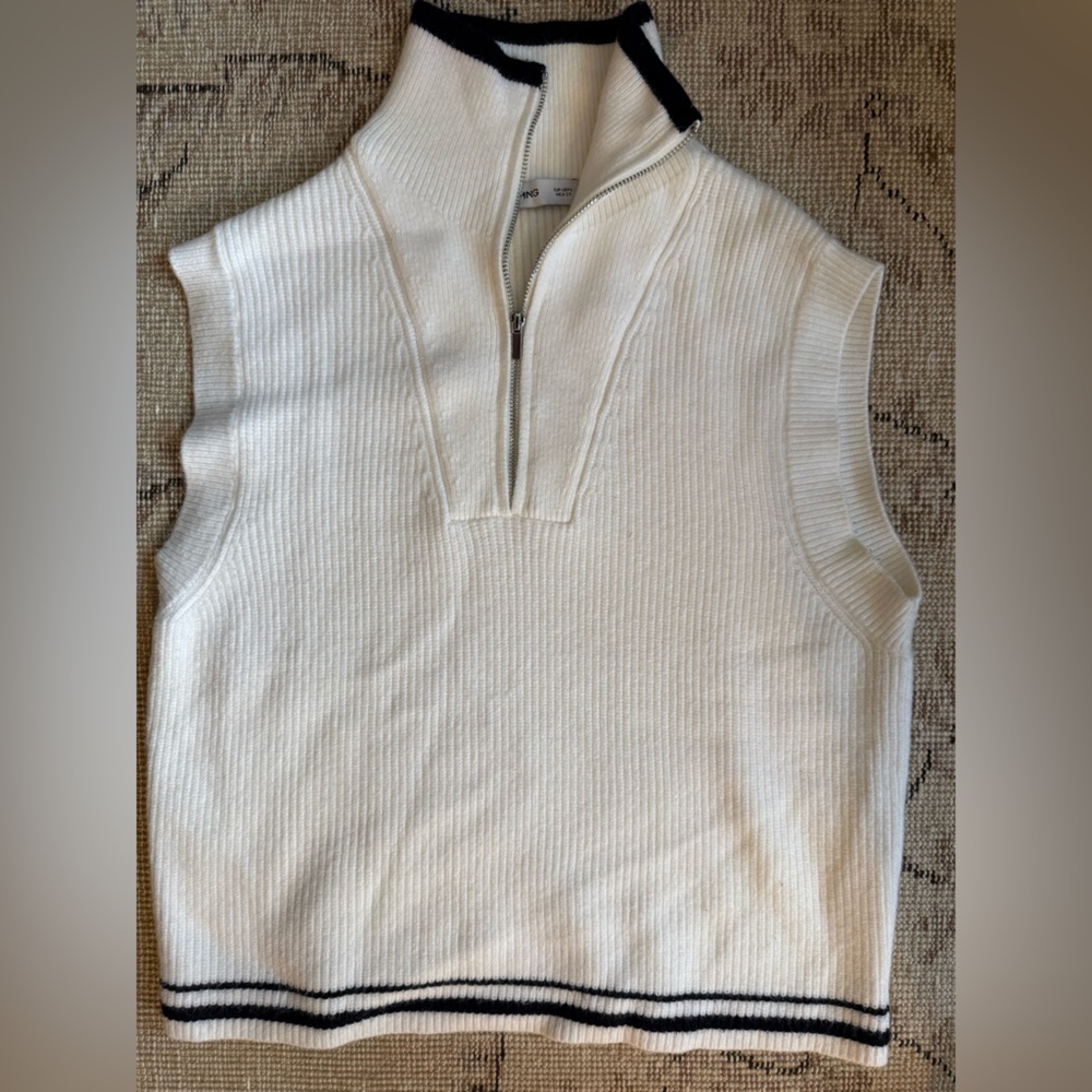 Mango Cream V-Neck Sweater Vest